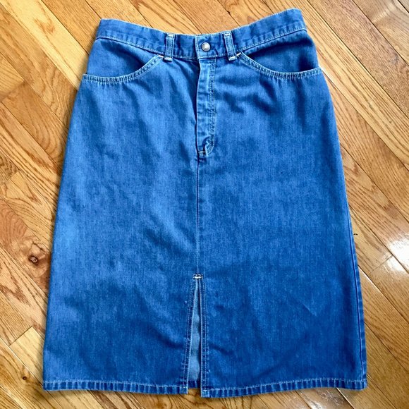 Vtg 70s Levi's High Waisted Orange Tab Denim Skirt - Picture 2 of 12